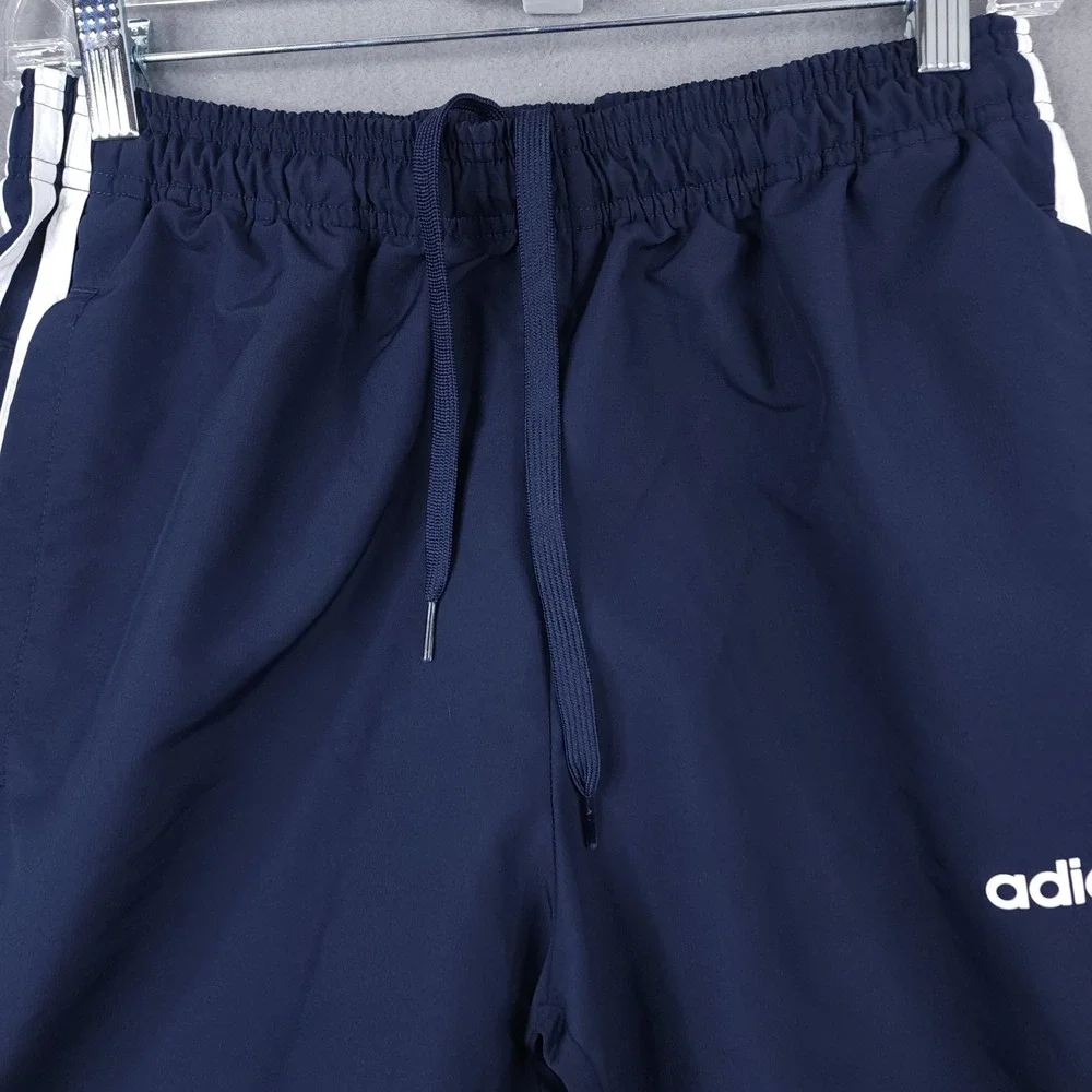 Adidas Mens Navy Blue White 3-Stripe Windbreaker Track Pants Joggers Size Medium